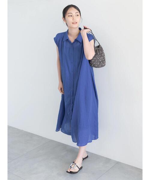 Te chichi（テチチ）の「シャンブレーボイルテントマキシワンピース（ワンピース・レディース・ブルー/オレンジ/チャコールグレー・F）」の12枚目の写真