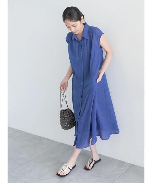 Te chichi（テチチ）の「シャンブレーボイルテントマキシワンピース（ワンピース・レディース・ブルー/オレンジ/チャコールグレー・F）」の13枚目の写真