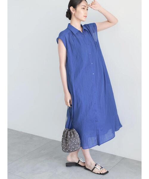 Te chichi（テチチ）の「シャンブレーボイルテントマキシワンピース（ワンピース・レディース・ブルー/オレンジ/チャコールグレー・F）」の14枚目の写真