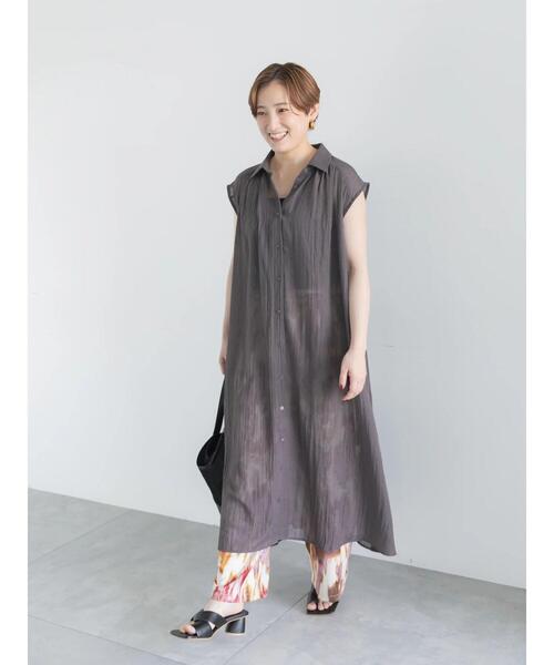 Te chichi（テチチ）の「シャンブレーボイルテントマキシワンピース（ワンピース・レディース・ブルー/オレンジ/チャコールグレー・F）」の16枚目の写真