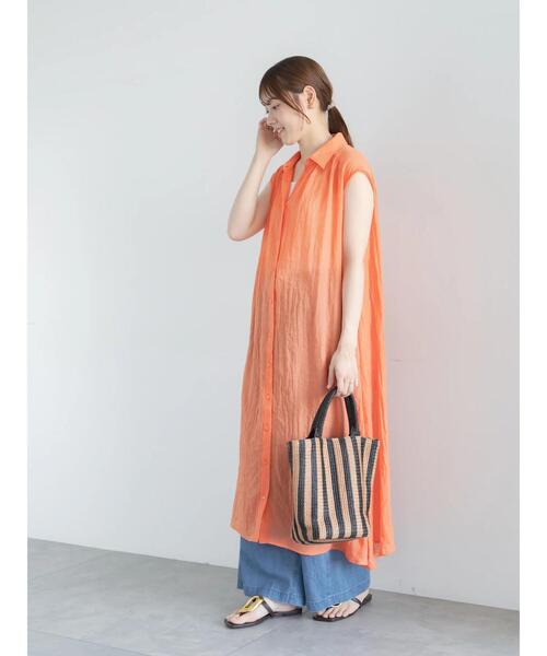Te chichi（テチチ）の「シャンブレーボイルテントマキシワンピース（ワンピース・レディース・ブルー/オレンジ/チャコールグレー・F）」の17枚目の写真