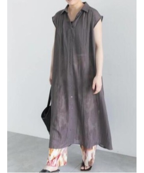 Te chichi（テチチ）の「シャンブレーボイルテントマキシワンピース（ワンピース・レディース・ブルー/オレンジ/チャコールグレー・F）」の2枚目の写真