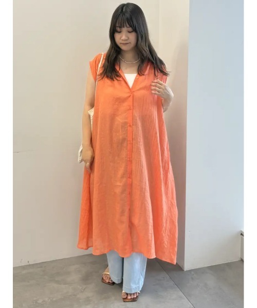 Te chichi（テチチ）の「シャンブレーボイルテントマキシワンピース（ワンピース・レディース・ブルー/オレンジ/チャコールグレー・F）」の8枚目の写真