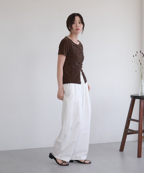 raffime(ラフィミー)の「【Raffime】シアーベロアトップス/Tシャツ(Tシャツ/カットソー・レディース・クリーム/ブラウン/ダークオリーブ・フリー)」の20枚目の写真