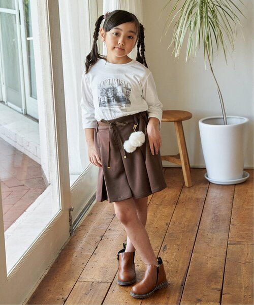 ikka(イッカ)の「【親子コーデ】ロゴフォト裾レース7分袖Tシャツ(120~160cm)(Tシャツ/カットソー・キッズ・オフホワイト/チャコール・140/130/120/160/150)」の7枚目の写真