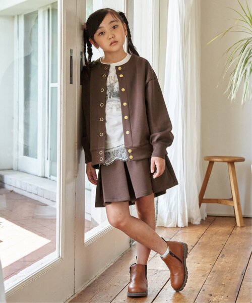 ikka(イッカ)の「【親子コーデ】ロゴフォト裾レース7分袖Tシャツ(120~160cm)(Tシャツ/カットソー・キッズ・オフホワイト/チャコール・140/130/120/160/150)」の9枚目の写真