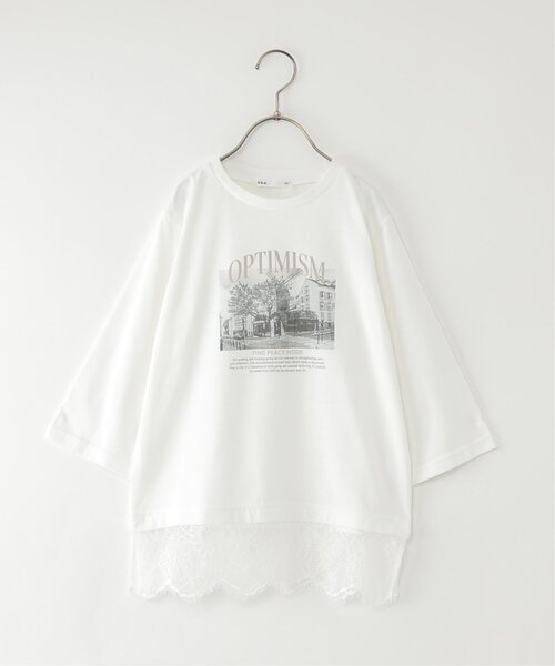 ikka(イッカ)の「【親子コーデ】ロゴフォト裾レース7分袖Tシャツ(120~160cm)(Tシャツ/カットソー・キッズ・オフホワイト/チャコール・140/130/120/160/150)」の17枚目の写真