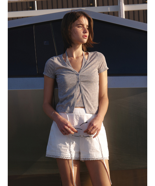 RE_L(リエル)の「Halter layered half cardigan (melange gray)(カーディガン/ボレロ・レディース・その他・FREE)」の1枚目の写真