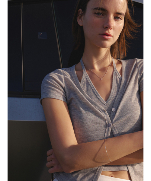 RE_L(リエル)の「Halter layered half cardigan (melange gray)(カーディガン/ボレロ・レディース・その他・FREE)」の2枚目の写真