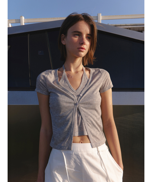 RE_L(リエル)の「Halter layered half cardigan (melange gray)(カーディガン/ボレロ・レディース・その他・FREE)」の3枚目の写真