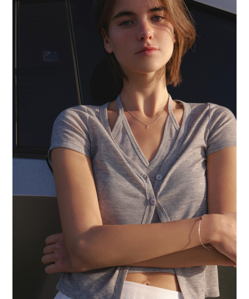 RE_L(リエル)の「Halter layered half cardigan (melange gray)(カーディガン/ボレロ・レディース・その他・FREE)」の4枚目の写真
