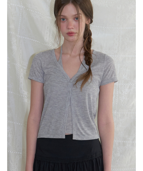 RE_L(リエル)の「Halter layered half cardigan (melange gray)(カーディガン/ボレロ・レディース・その他・FREE)」の6枚目の写真