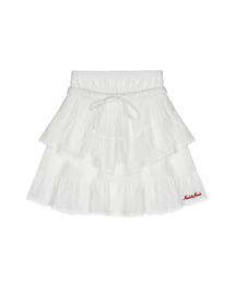 PUNCHING LACE RUFFLE MINI SKIRT_WHITE
