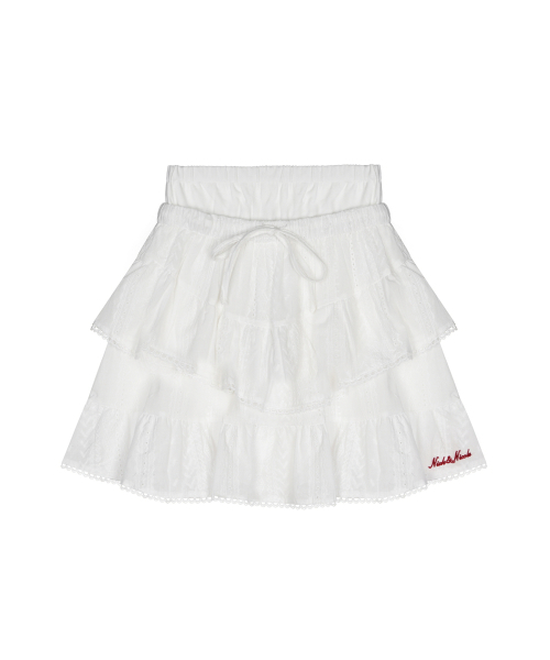 NICK&NICOLE(ニックアンドニコール)の「PUNCHING LACE RUFFLE MINI SKIRT_WHITE(スカート・レディース・その他・FREE)」の1枚目の写真