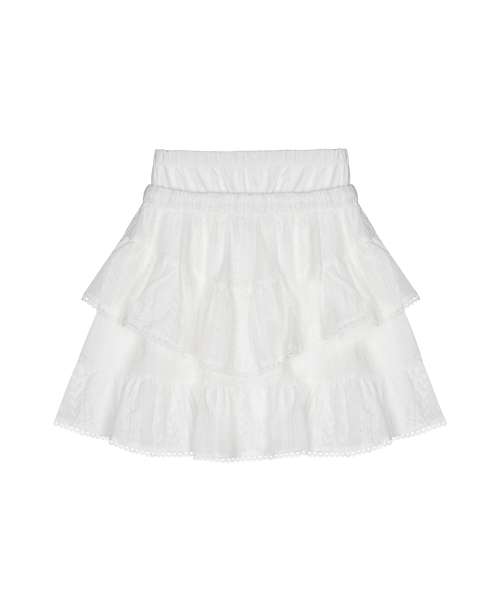NICK&NICOLE(ニックアンドニコール)の「PUNCHING LACE RUFFLE MINI SKIRT_WHITE(スカート・レディース・その他・FREE)」の2枚目の写真