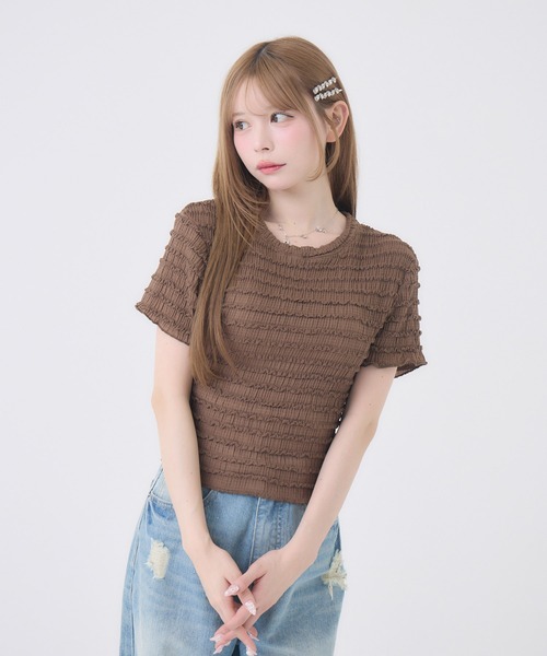 Rmine（アールマイン）の「フリルシャーリングトップス（Tシャツ/カットソー・レディース・ホワイト/ブラウン/ピンク・FREE）」の18枚目の写真
