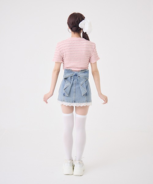 Rmine（アールマイン）の「フリルシャーリングトップス（Tシャツ/カットソー・レディース・ホワイト/ブラウン/ピンク・FREE）」の11枚目の写真