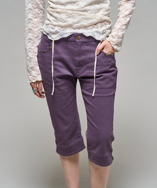 WHO'S WHO gallery(フーズフーギャラリー)の「【26AW LOOK掲載品番】ストレッチカプリパンツ(その他パンツ・レディース・パープル/ブラック/チャコールグレー・FREE)」の3枚目の写真