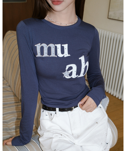muahmuah（ムーアムーア）の「ドットスターパッチ 長袖Tシャツ [ネイビー]（Tシャツ/カットソー・レディース・その他・FREE）」の3枚目の写真