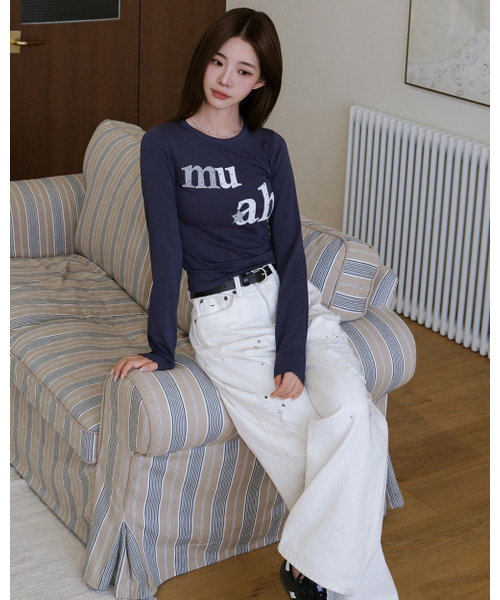 muahmuah（ムーアムーア）の「ドットスターパッチ 長袖Tシャツ [ネイビー]（Tシャツ/カットソー・レディース・その他・FREE）」の4枚目の写真