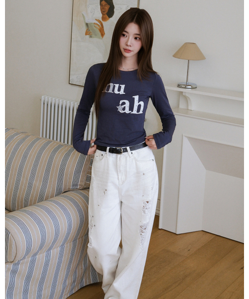 muahmuah（ムーアムーア）の「ドットスターパッチ 長袖Tシャツ [ネイビー]（Tシャツ/カットソー・レディース・その他・FREE）」の5枚目の写真