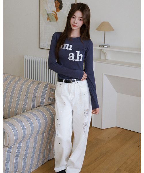 muahmuah（ムーアムーア）の「ドットスターパッチ 長袖Tシャツ [ネイビー]（Tシャツ/カットソー・レディース・その他・FREE）」の6枚目の写真