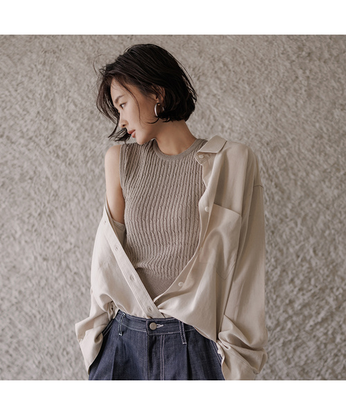 MEMUA（メムア）の「オーバーラインテンセルリネンシャツ（シャツ/ブラウス・レディース・アイボリー/ブラック/レッド/ベージュ/オートミール・FREE）」の4枚目の写真