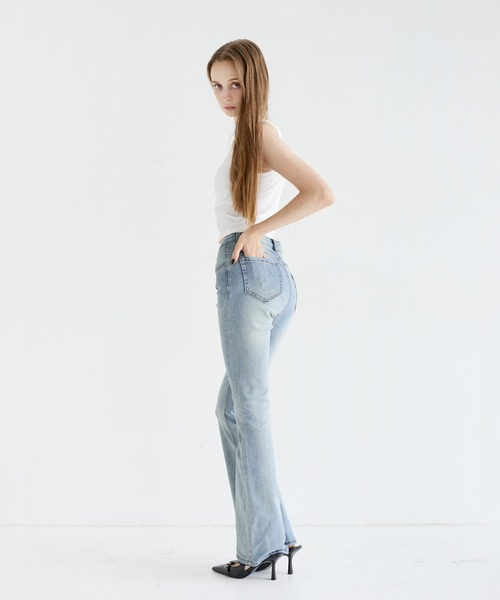 MSGirl(エムエスジーガール)の「ストレッチフレアデニム 骨盤パット付き(デニムパンツ・レディース・ブルー/ブラック/ライトブルー・S/M)」の9枚目の写真