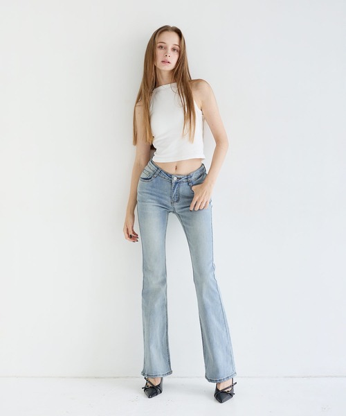 MSGirl(エムエスジーガール)の「ストレッチフレアデニム 骨盤パット付き(デニムパンツ・レディース・ブルー/ブラック/ライトブルー・S/M)」の10枚目の写真