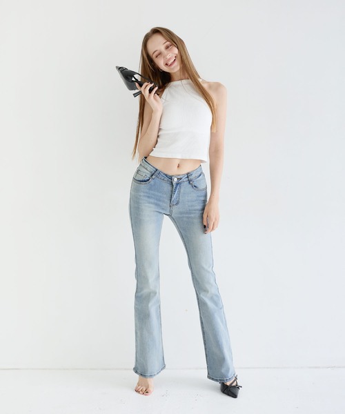 MSGirl(エムエスジーガール)の「ストレッチフレアデニム 骨盤パット付き(デニムパンツ・レディース・ブルー/ブラック/ライトブルー・S/M)」の11枚目の写真
