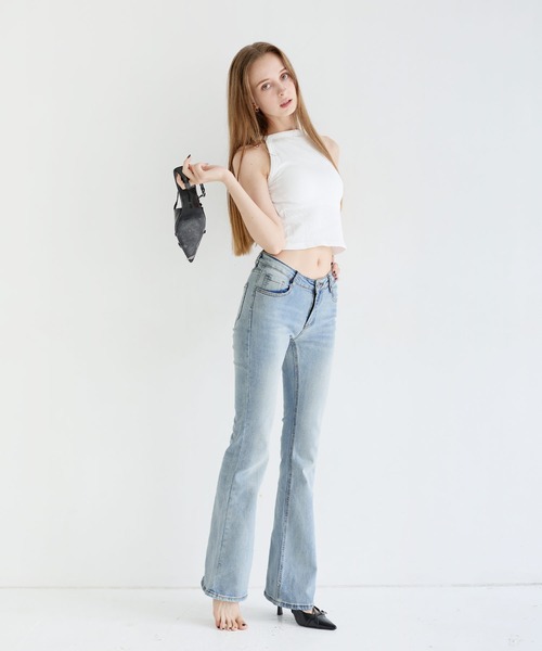 MSGirl(エムエスジーガール)の「ストレッチフレアデニム 骨盤パット付き(デニムパンツ・レディース・ブルー/ブラック/ライトブルー・S/M)」の12枚目の写真