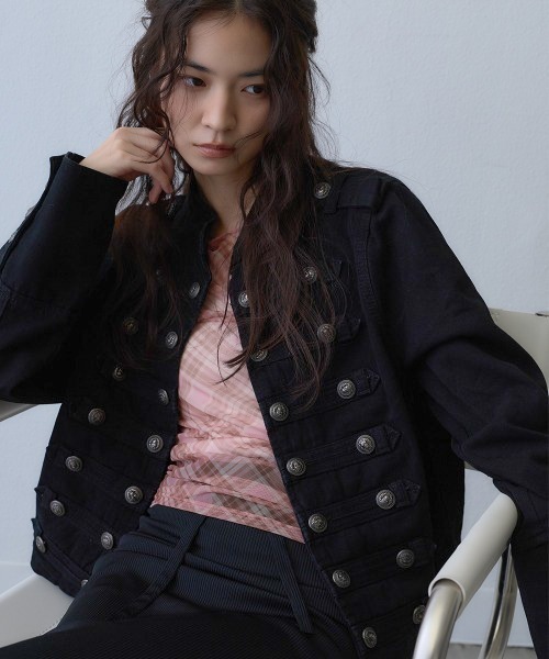 Clum(クルム)の「metal button napoleon jacket / メタルボタンナポレオンジャケット(その他アウター・レディース・ブラック・MEDIUM/LARGE/SMALL)」の1枚目の写真