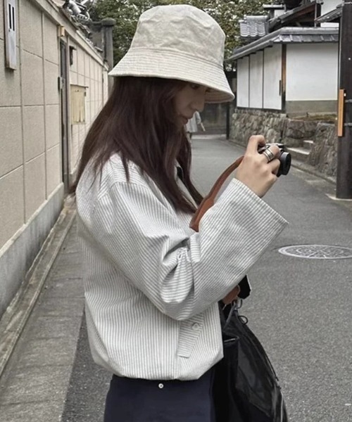 Teem Store(チームストア)の「【リバーシブル】襟裏ストライプ切り替え ジップアップルーズブルゾン(ブルゾン・レディース・ネイビー・M)」の12枚目の写真