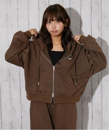 【セットアップコーデ可能】ピグメント風 裏毛ジップパーカー|全4色
