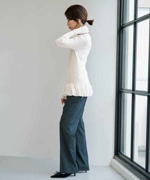 IENA(イエナ)の「バルーンヘムファブリックコンビニット(ニット/セーター・レディース・チャコールグレー/ブラック/アイボリー・FREE)」の14枚目の写真