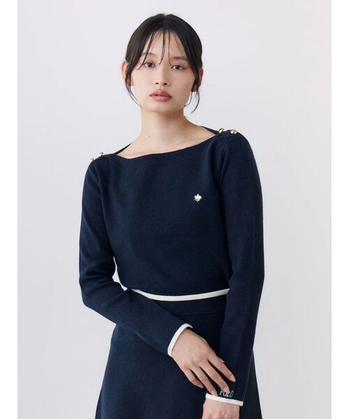TONAL(トーナル)の「【POLOBCS】ボートネック金釦ニット(ニット/セーター・レディース・レッド/ネイビー/オフホワイト/その他1・MEDIUM)」の2枚目の写真