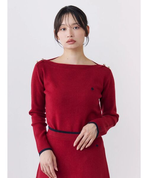TONAL(トーナル)の「【POLOBCS】ボートネック金釦ニット(ニット/セーター・レディース・レッド/ネイビー/オフホワイト/その他1・MEDIUM)」の3枚目の写真