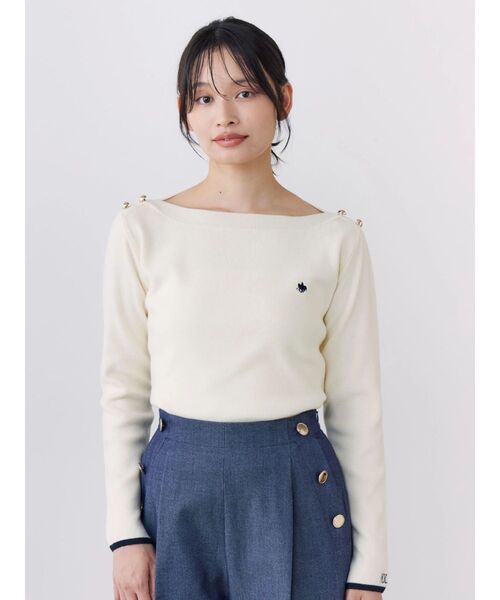 TONAL(トーナル)の「【POLOBCS】ボートネック金釦ニット(ニット/セーター・レディース・レッド/ネイビー/オフホワイト/その他1・MEDIUM)」の1枚目の写真