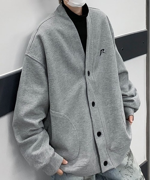 DOUBLE STEAL(ダブルスティール)の「DSワンポイント刺繍Vネックカーディガン(カーディガン/ボレロ・メンズ・グレー・X-LARGE/LARGE/MEDIUM)」の5枚目の写真