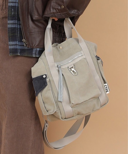 CONTROL FREAK / CTFK（コントロールフリーク）の「CONTROL FREAK / CTFK（コントロールフリーク/シーティーエフケー）workトートバッグ（トートバッグ・レディース・グレー/ブラウン/アイボリー・FREE）」の14枚目の写真