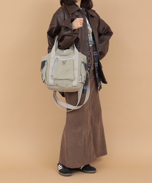 CONTROL FREAK / CTFK（コントロールフリーク）の「CONTROL FREAK / CTFK（コントロールフリーク/シーティーエフケー）workトートバッグ（トートバッグ・レディース・グレー/ブラウン/アイボリー・FREE）」の19枚目の写真