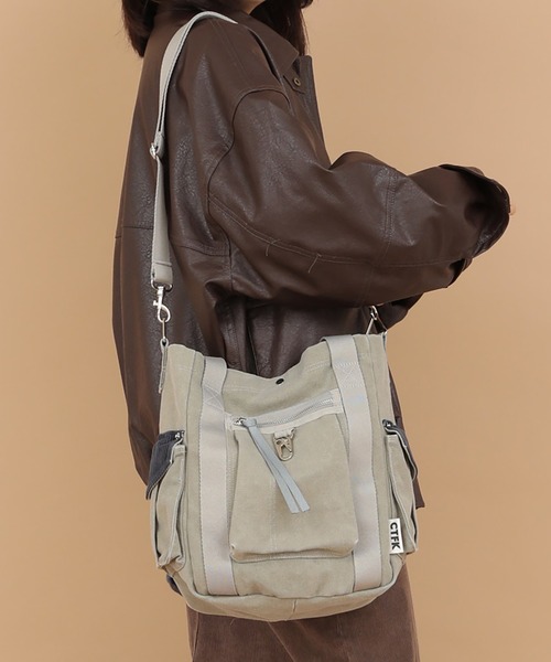 CONTROL FREAK / CTFK（コントロールフリーク）の「CONTROL FREAK / CTFK（コントロールフリーク/シーティーエフケー）workトートバッグ（トートバッグ・レディース・グレー/ブラウン/アイボリー・FREE）」の11枚目の写真