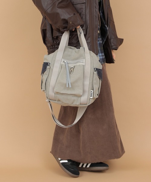 CONTROL FREAK / CTFK（コントロールフリーク）の「CONTROL FREAK / CTFK（コントロールフリーク/シーティーエフケー）workトートバッグ（トートバッグ・レディース・グレー/ブラウン/アイボリー・FREE）」の15枚目の写真
