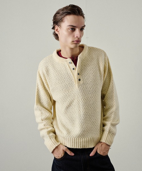 Adoon plain(アドーンプレーン)の「Heavy Pique Henry Neck Knit / 鬼鹿の子ヘンリーネックニット(ニット/セーター・メンズ・ブラウン/チャコールグレー/アイボリー/ボルドー/カーキ・SMALL/MEDIUM/LARGE)」の21枚目の写真