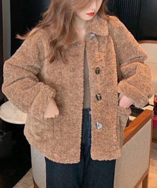 NANEA(ナネア)の「ボア襟付きジャケット(その他アウター・レディース・ベージュ/アイボリー・LARGE/X-LARGE)」の9枚目の写真