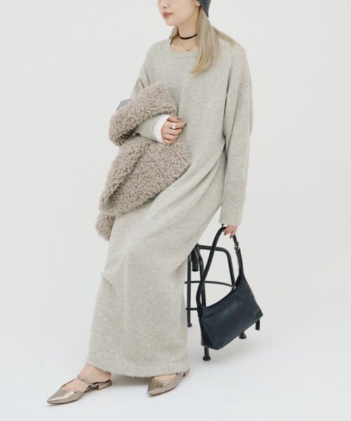CIAOPANIC TYPY(チャオパニックティピー)の「∴【ZOZO限定】復刻!ウール混クルーネックニットワンピース(ワンピース・レディース・オフホワイト/ライトグレー/ブラック/ブラウン・SMALL/MEDIUM/LARGE)」の3枚目の写真