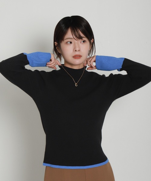 libelle more(リベル モア)の「配色ラインハイネックリブニット(ニット/セーター・レディース・杢グレー/オフホワイト/ブラウン/ブラック・L/M)」の12枚目の写真