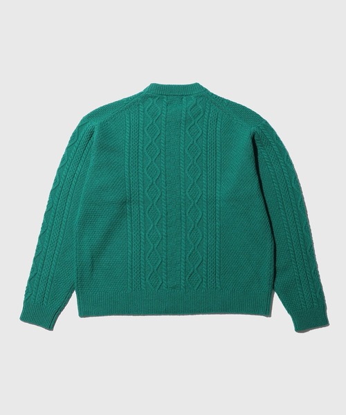 ADAM ET ROPE'(アダムエロペ)の「エコウールケーブルニットプルオーバー(ニット/セーター・メンズ・グリーン/パープル/オフホワイト・M/L)」の10枚目の写真