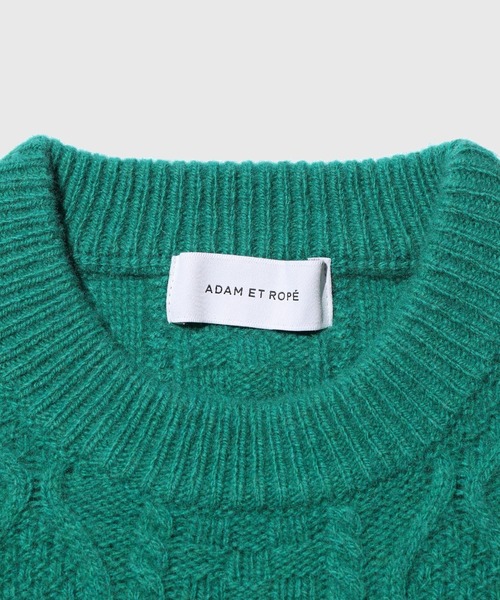 ADAM ET ROPE'(アダムエロペ)の「エコウールケーブルニットプルオーバー(ニット/セーター・メンズ・グリーン/パープル/オフホワイト・M/L)」の4枚目の写真