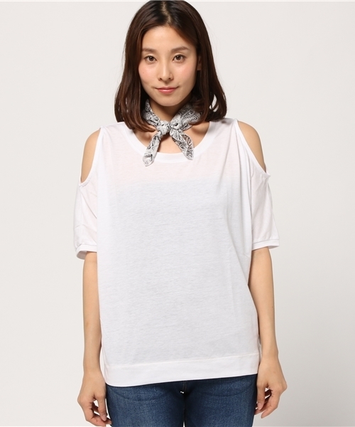 VENCEEXCHANGE(ヴァンスエクスチェンジ)の「バンダナ付きドルマンT(Tシャツ/カットソー・レディース・ブラック/オリーブ/ピンク/オフホワイト・MEDIUM)」の8枚目の写真